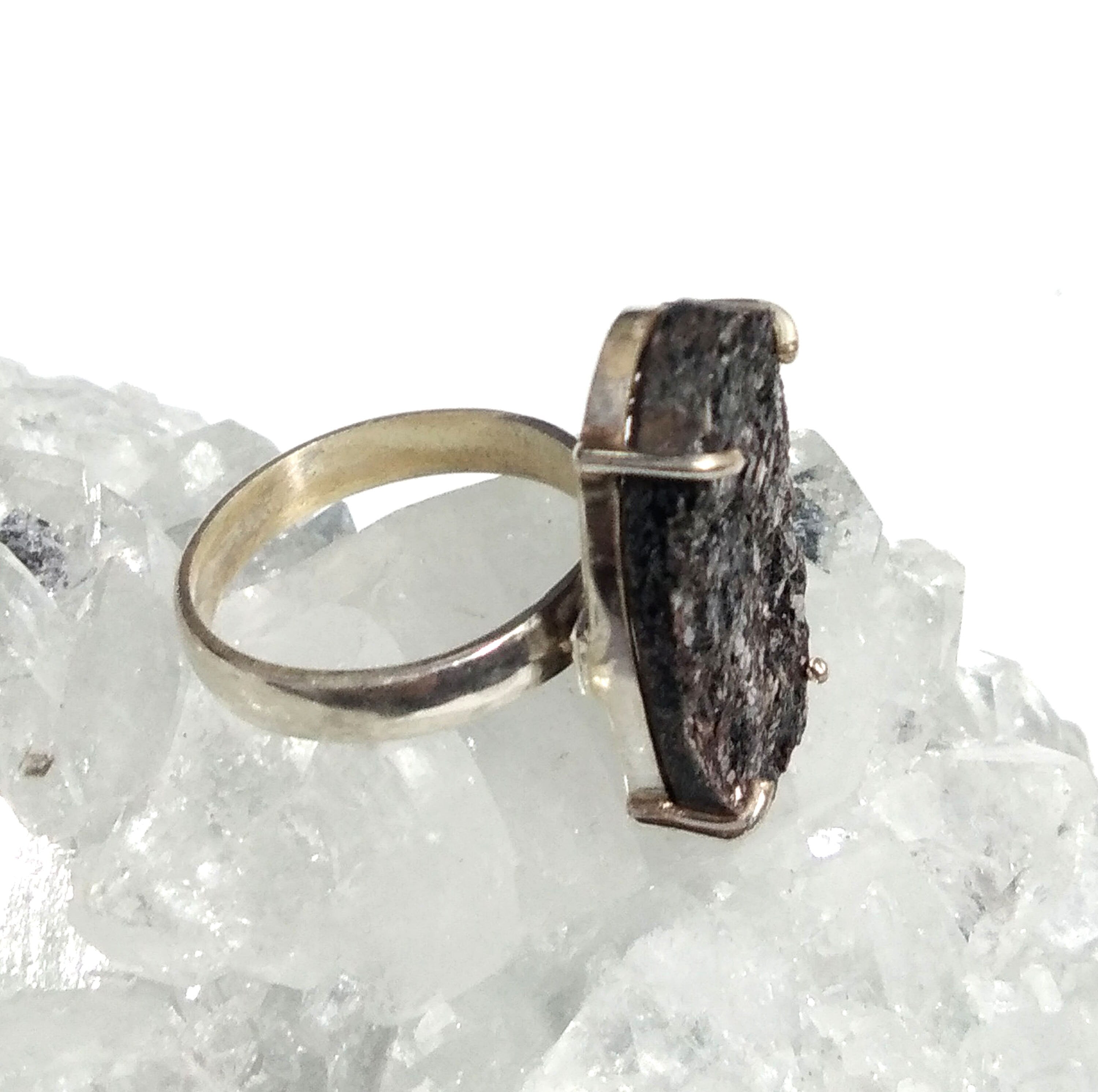 Black Silver Mica Druzy Gemstone Ring, 925 Solid Sterling Silver Ring, Black Druzy Stone Size 24x14 mm Handmade Ring, Gift Birthday Ring